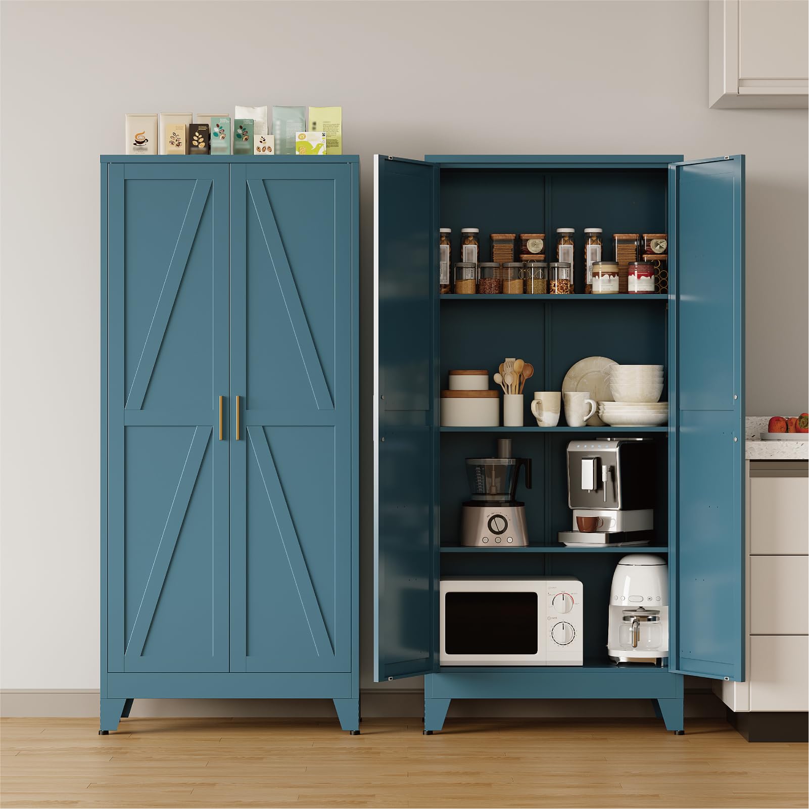 Amazon.com: COFaR 61'' Tall Metal Storage Cabinet, Farmhouse